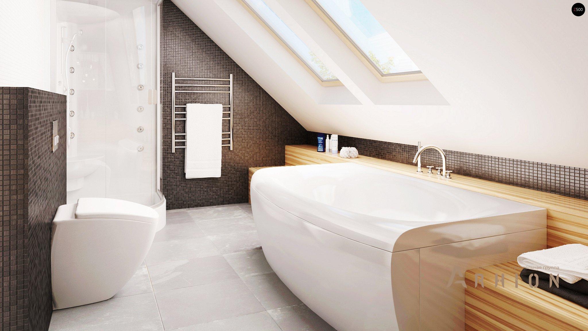 12. Проект одноэтажного дома в европейском стиле с двускатной кровлей, Z40 os, площадью - 142 кв c мансардой